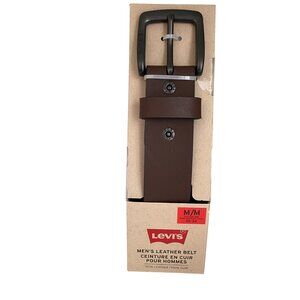 Levis Mens/unisex Leather Belt M/M 32-34 Brown With Black Buckle 100% genuine Le